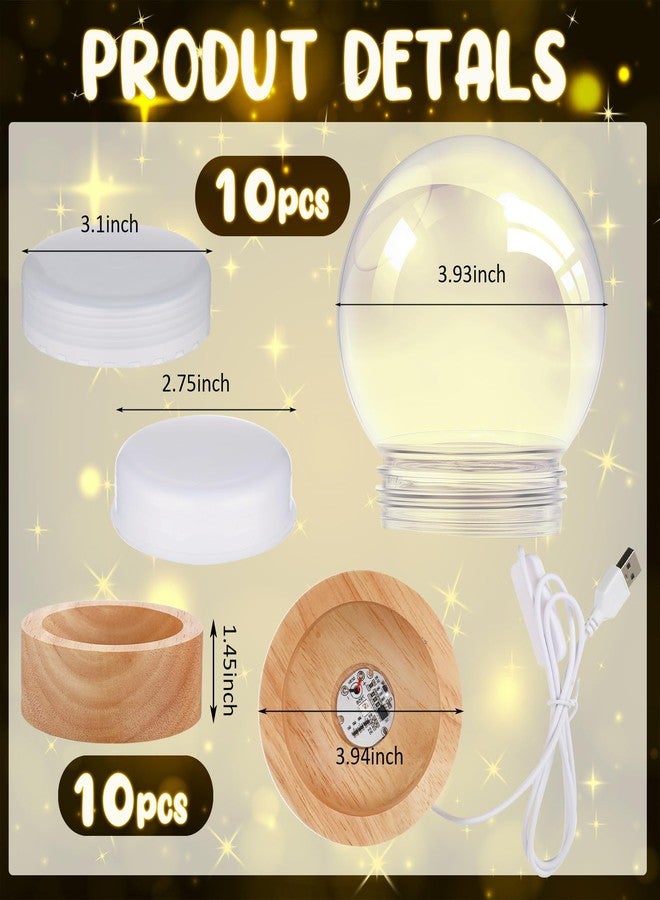 ايرينير مجموعة كرات الثلج من إيريناري، 20 قطعة، مقاس 3.9 بوصة، اصنع كرة الثلج الخاصة بك مع إضاءة LED وقاعدة خشبية وكرات بلاستيكية شفافة، مثالية كهدية أو زينة لعيد الميلاد (ملونة). - Image 2