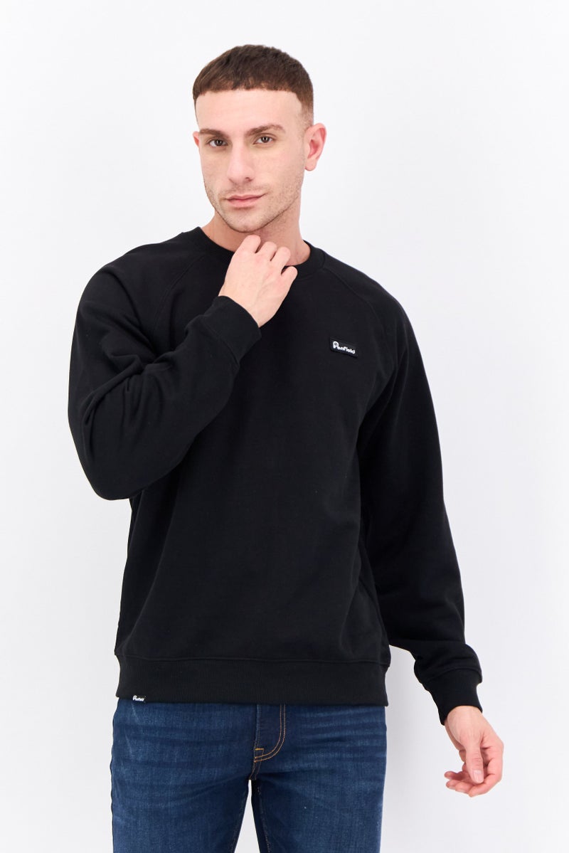 Penfield سويت شيرت للرجال بأكمام طويلة وياقة دائرية، شعار العلامة التجارية، أسود - Image 1