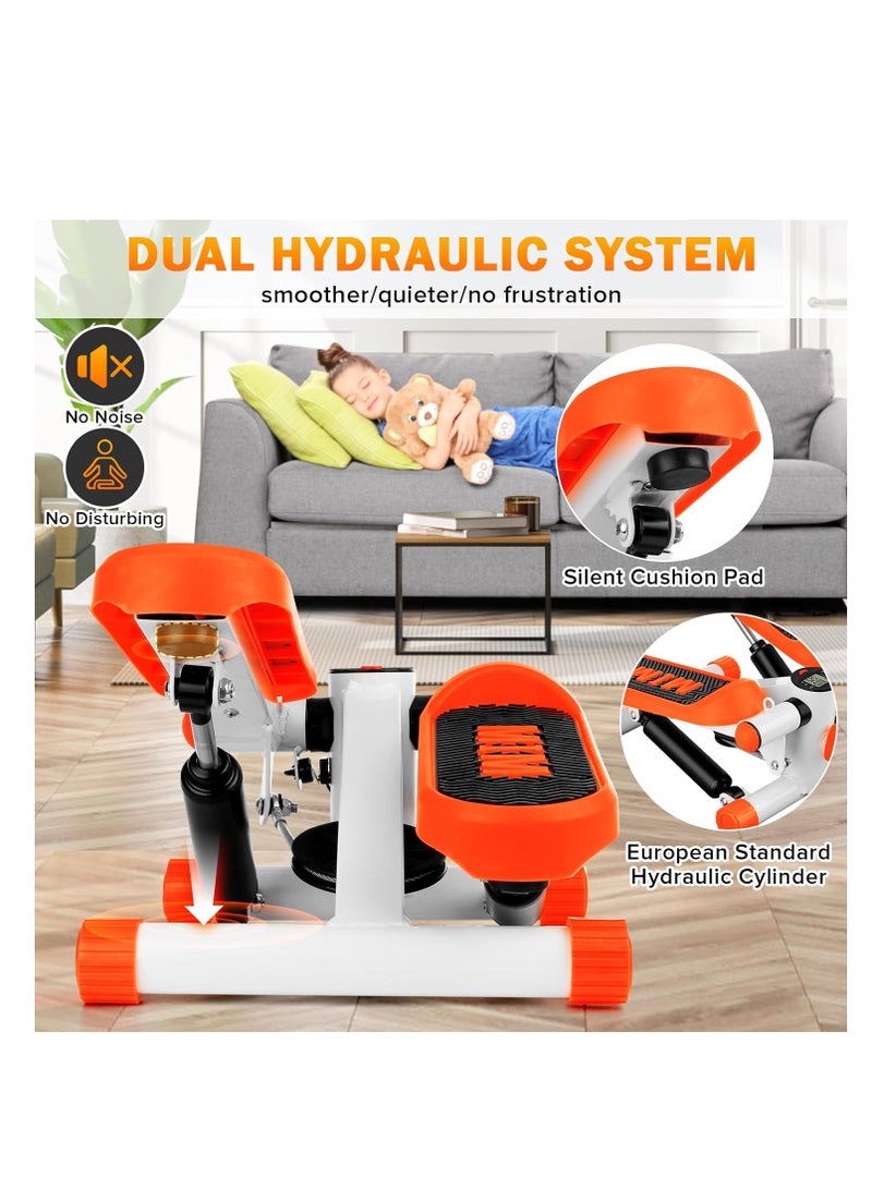 NNEWVANTE خطوات للتمرين في المنزل، جهاز خطوة صغير مع معدات التمرين للتمارين المنزلية، جهاز خطوة صغير مع أحزمة مقاومة وشاشة LCD - Image 3