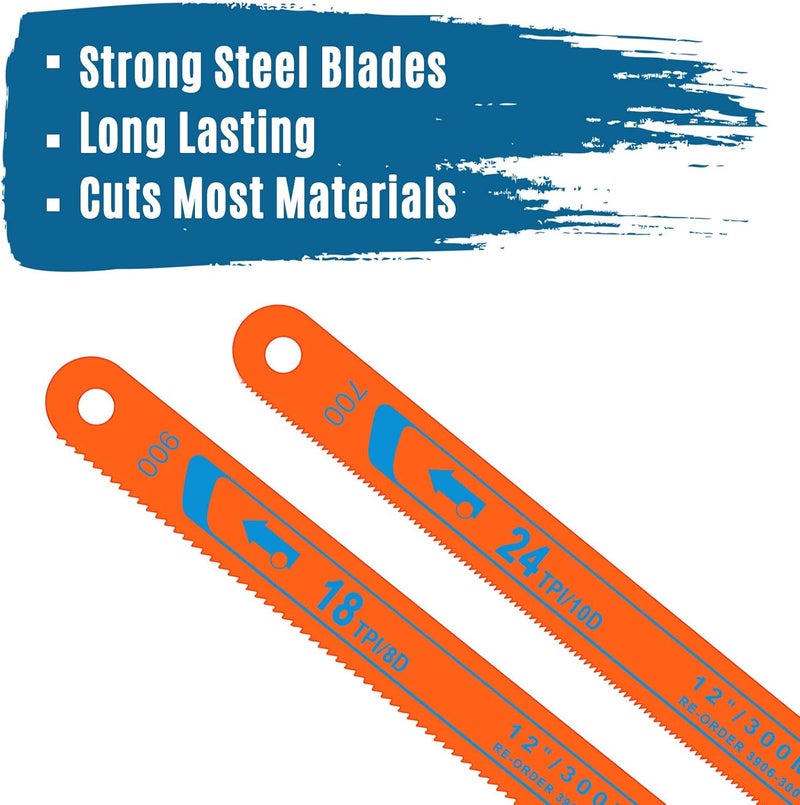 Mudder 20 Pieces Hacksaw Replacement Blades Metal Cutting Hacksaw Blades with 18 Teeth and 24 Teeth Per Inch (Orange Background with Bi-metal Letter) - Image 5