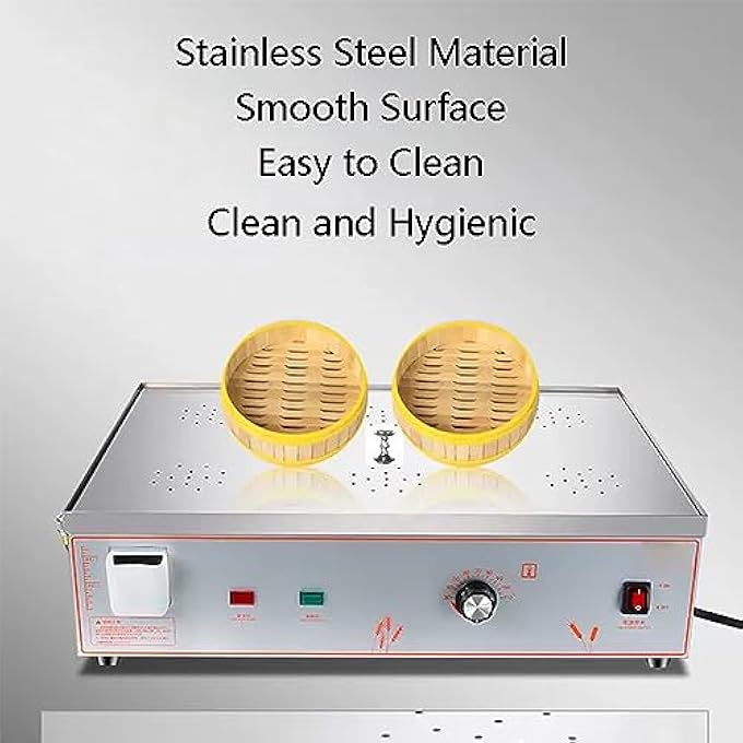 جهاز بخار كهربائي من الفولاذ المقاوم للصدأ لطهي الخضروات جهاز بخار كهربائي تجاري للخضروات يسخن بسرعة مع إنذار نقص المياه بأربع فتحات - Image 4