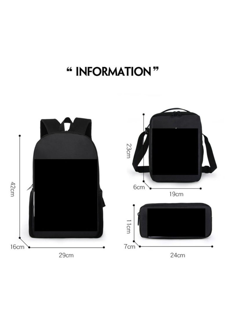 Godzilla Children's leisure load reducing large capacity printed backpack for elementary school students, 3-piece set - Image 2