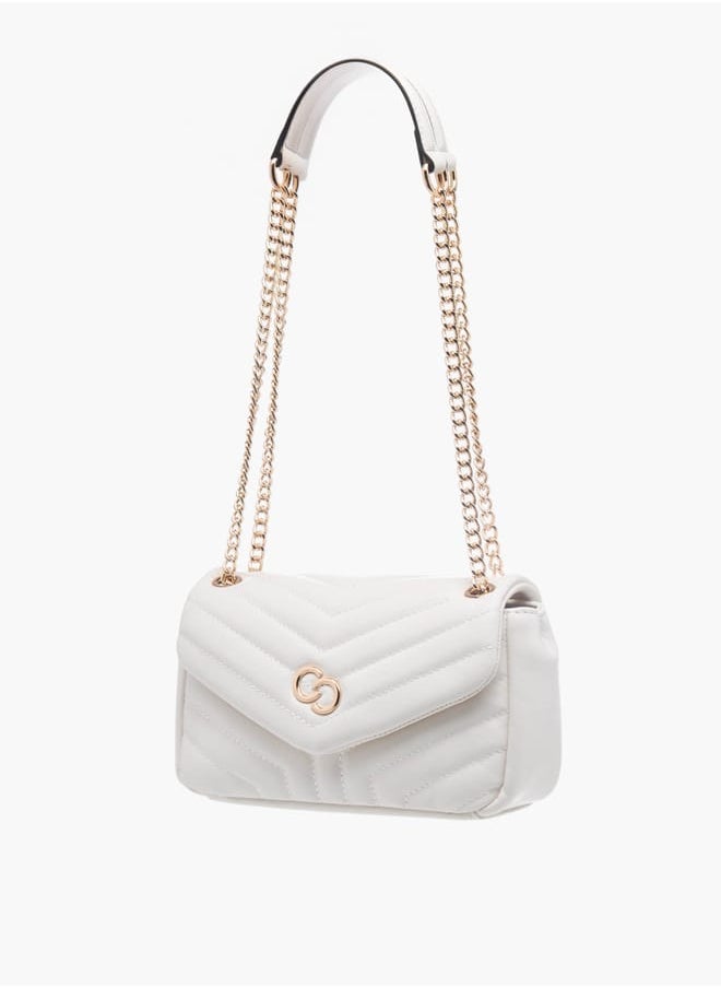 Celeste Womens Quilted Crossbody Bag With Button Closure And Chain Strap  - Image 2