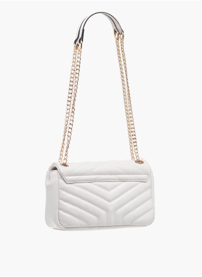 Celeste Womens Quilted Crossbody Bag With Button Closure And Chain Strap  - Image 3
