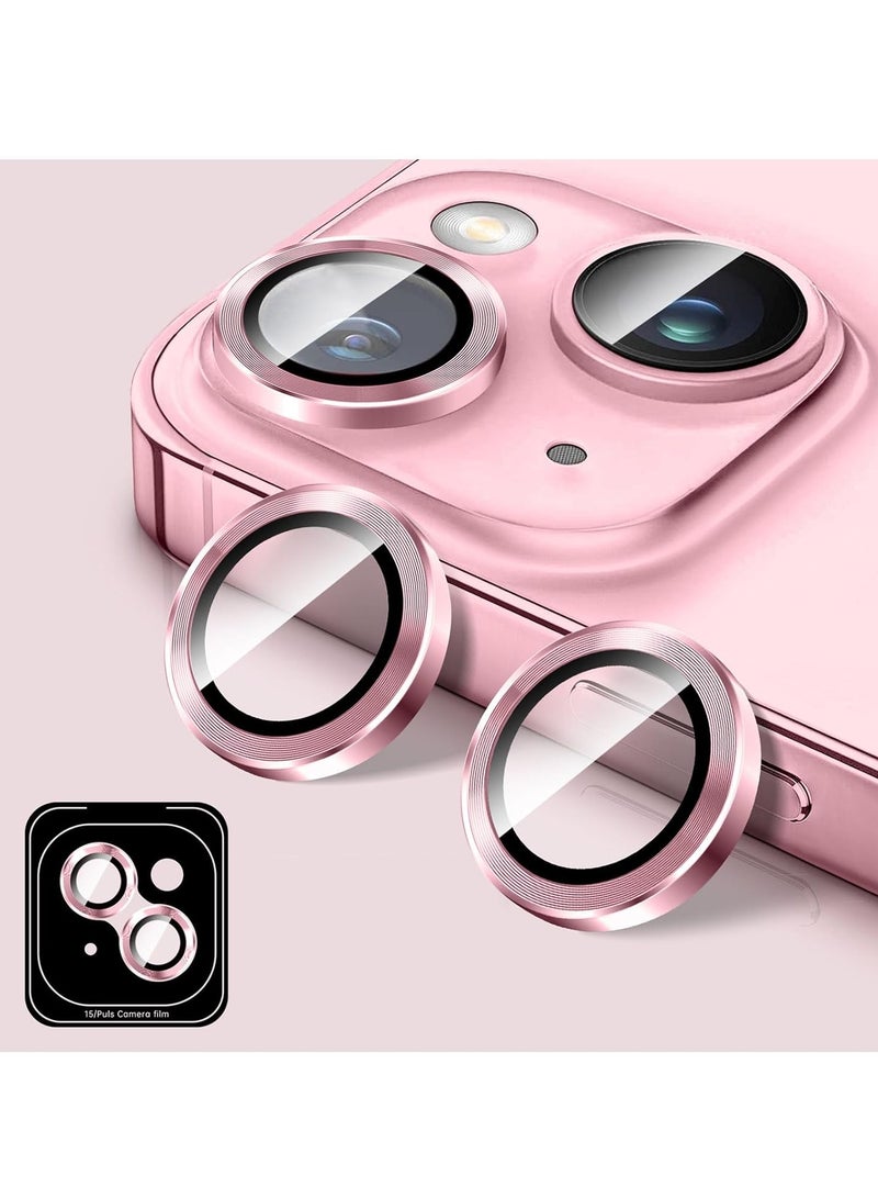 إلترازون "Pink Tempered Glass Camera Lens Protector for iPhone 16/iPhone 16 Plus – HD Anti-Scratch Cover with Automatic Alignment Metal Rings" - Image 1
