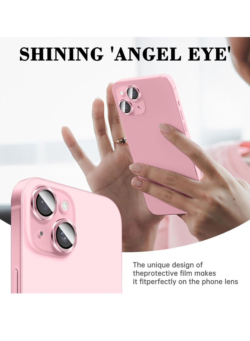 إلترازون "Pink Tempered Glass Camera Lens Protector for iPhone 16/iPhone 16 Plus – HD Anti-Scratch Cover with Automatic Alignment Metal Rings" - Image 3