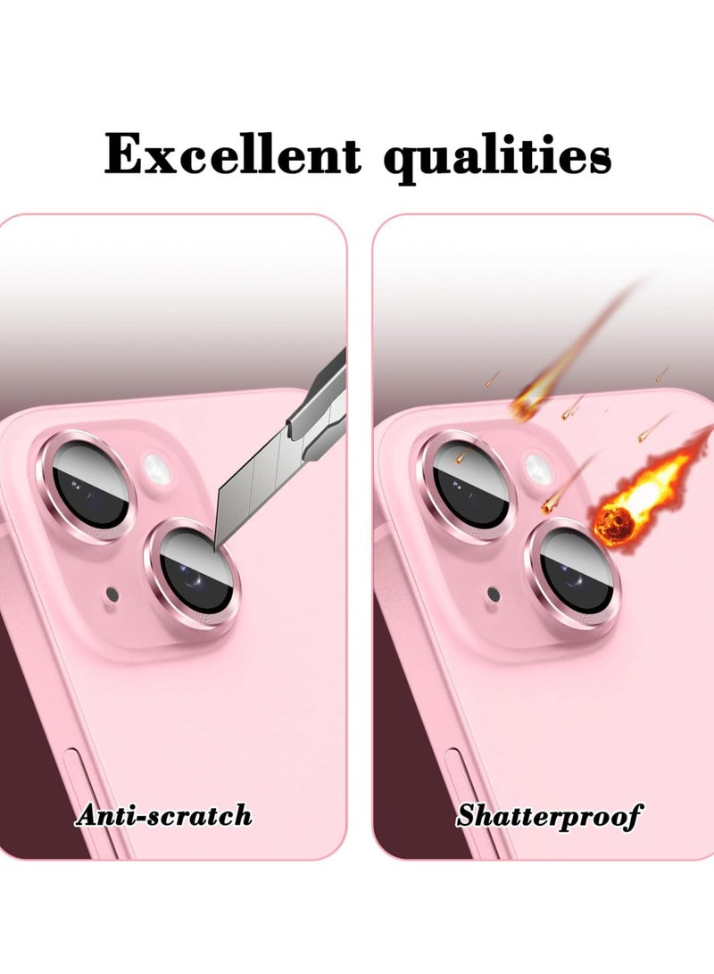 إلترازون "Pink Tempered Glass Camera Lens Protector for iPhone 16/iPhone 16 Plus – HD Anti-Scratch Cover with Automatic Alignment Metal Rings" - Image 4