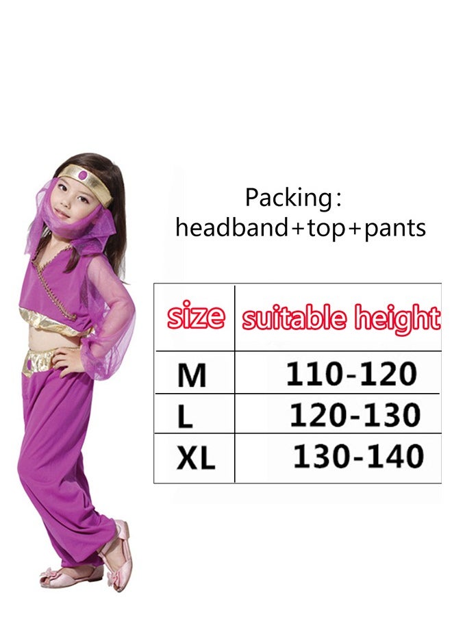 Al Aoyama Toddler Girls Arabic top&skirt set for party，Halloween Costume with Head Veil,headband Girls  - Image 2