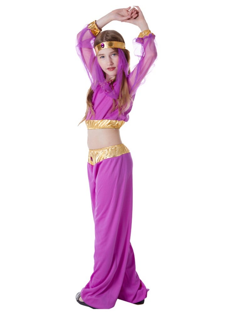 Al Aoyama Toddler Girls Arabic top&skirt set for party，Halloween Costume with Head Veil,headband Girls  - Image 1