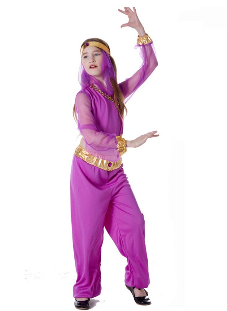 Al Aoyama Toddler Girls Arabic top&skirt set for party，Halloween Costume with Head Veil,headband Girls  - Image 4