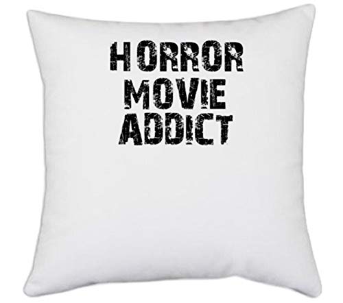 UDNAG White Polyester 'Movie | Horror Movie Addict' Pillow Cover [16 Inch X 16 Inch] - Image 5