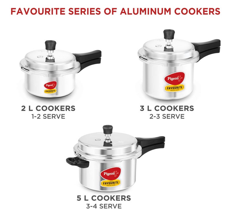 Pigeon by Stovekraft Favourite Non-induction bas Aluminium Pressure Cooker, 5 Litres, Silver - Image 5