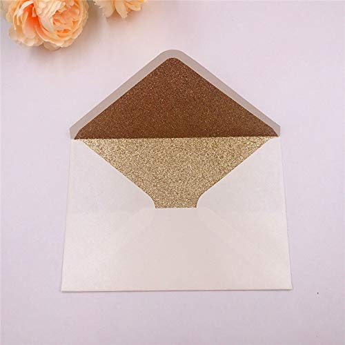 Lucky Star 25 PCS A7 Pearlescent Rose gold Glitter Envelope,5.35 x 7.7 inches, Perfect for 5x7 Weddings, Invitation Cards,Greeting Invite (Pearl ivory+Rose Gold glitter) - Image 2