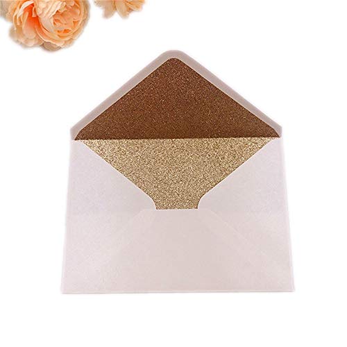 Lucky Star 25 PCS A7 Pearlescent Rose gold Glitter Envelope,5.35 x 7.7 inches, Perfect for 5x7 Weddings, Invitation Cards,Greeting Invite (Pearl ivory+Rose Gold glitter) - Image 1