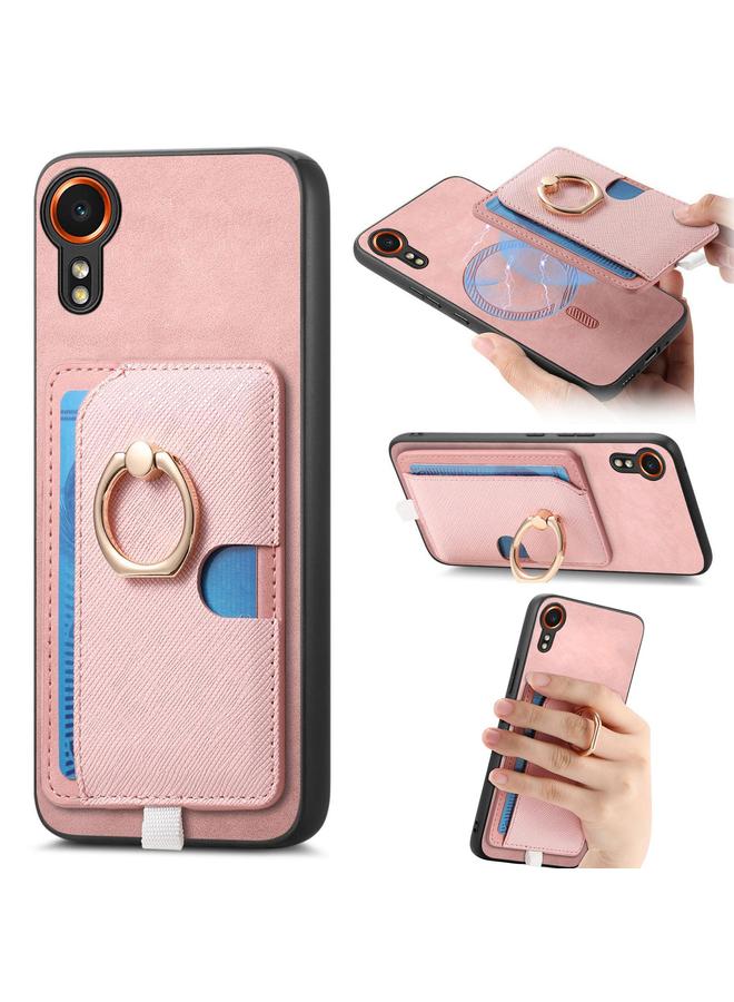 اس-توب جراب لهاتف Samsung Galaxy XCover 7 بتصميم كلاسيكي مع حلقة جلدية جانبية وحقيبة بطاقات وحافظة هاتف MagSafe - Image 1