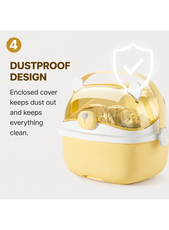 EXCLIFE Baby bottle storage box drying and draining rack with cover dustproof baby food tableware tool storage box cabinet - Image 4