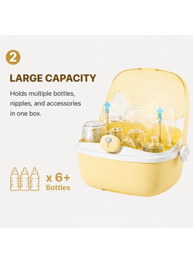 EXCLIFE Baby bottle storage box drying and draining rack with cover dustproof baby food tableware tool storage box cabinet - Image 2
