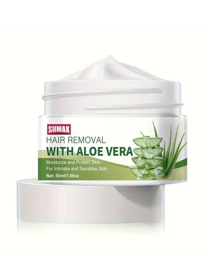 SUMAX Painless Aloe Vera Hair Removal Cream - Fast-Acting, Salon-Quality Results for Men & Women - Gentle on Armpits & Intimate Areas, Leaves Skin Silky Smooth - Image 5