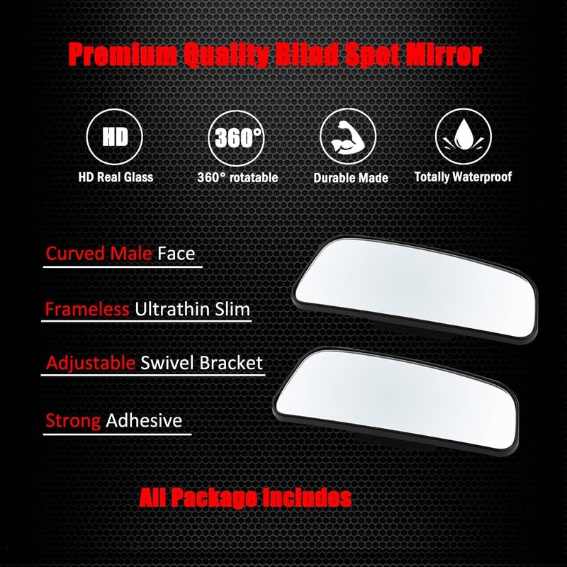 NALACAL 2 Pieces Blind Spot Mirrors for Car Rear View - Rectangular Convex Automotive Mirrors - Image 3