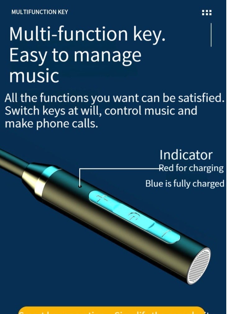 Wireless bluetooth headset sports binaural in-ear neck hanging neck headset super long standby battery life blue - Image 3