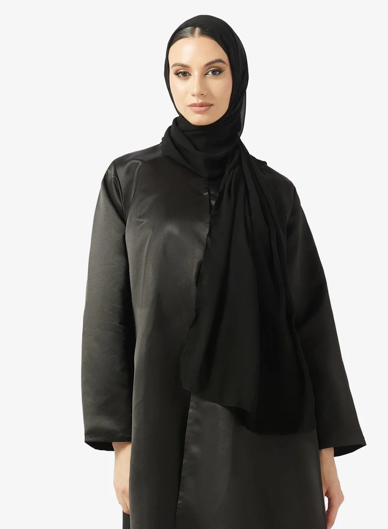Hayas Closet  Sleek Modern Metallic Finish Open Front Abaya for Women | Best Price UAE
