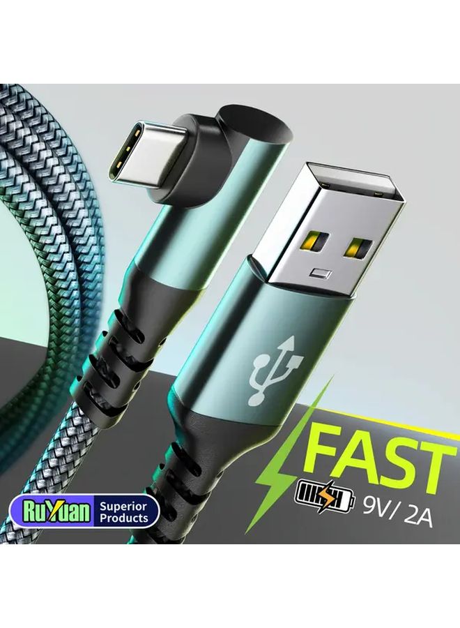 90 Degree USB C Data Cable 10ft Fast Charging for Android Sync - Image 2
