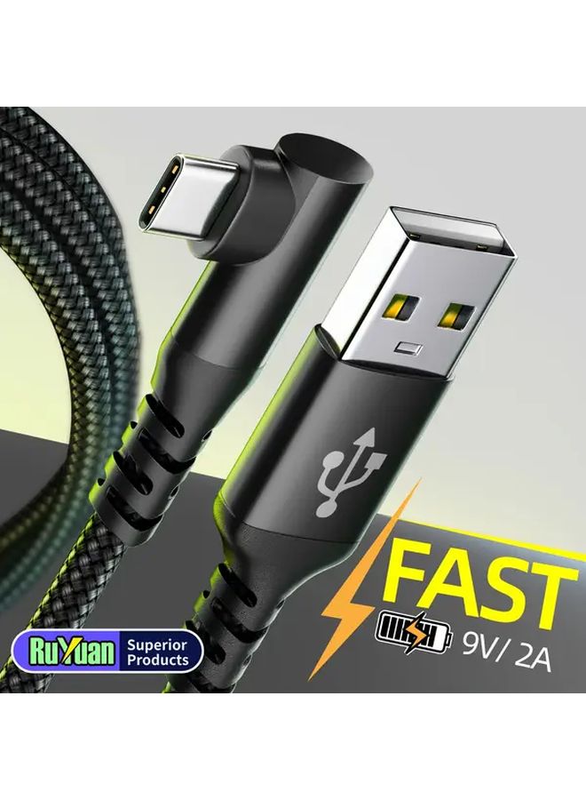 90 Degree USB C Data Cable 10ft Fast Charging for Android Sync - Image 1