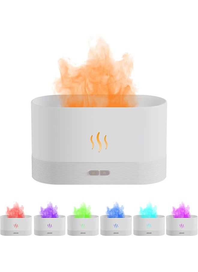 Arabest - Flame Diffuser, Essential Oil Diffuser,Mist Humidifier,Humidifiers with Flame Effect,180ml Cool Mist Humidifiers for Home, 7 Color Variations Diffuser Aroma Diffuser for Home/Living Room/Office(White) - Image 1