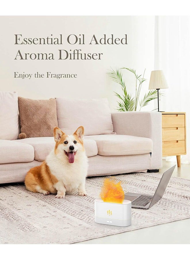 Arabest - Flame Diffuser, Essential Oil Diffuser,Mist Humidifier,Humidifiers with Flame Effect,180ml Cool Mist Humidifiers for Home, 7 Color Variations Diffuser Aroma Diffuser for Home/Living Room/Office(White) - Image 1