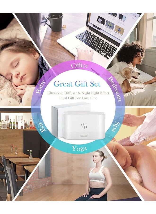 Arabest - Flame Diffuser, Essential Oil Diffuser,Mist Humidifier,Humidifiers with Flame Effect,180ml Cool Mist Humidifiers for Home, 7 Color Variations Diffuser Aroma Diffuser for Home/Living Room/Office(White) - Image 1