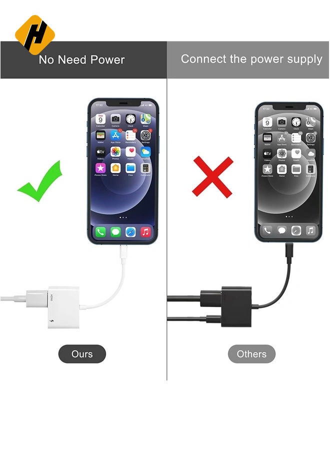 HuHa [Apple MFi Certified] Lightning to HDMI Digital AV Adapter,1080P Video & Audio Sync Screen Converter AV Adapter with Charging Port for iPhone HDMI Converter to HD TV/Projector/Monitor Support All iOS - Image 3