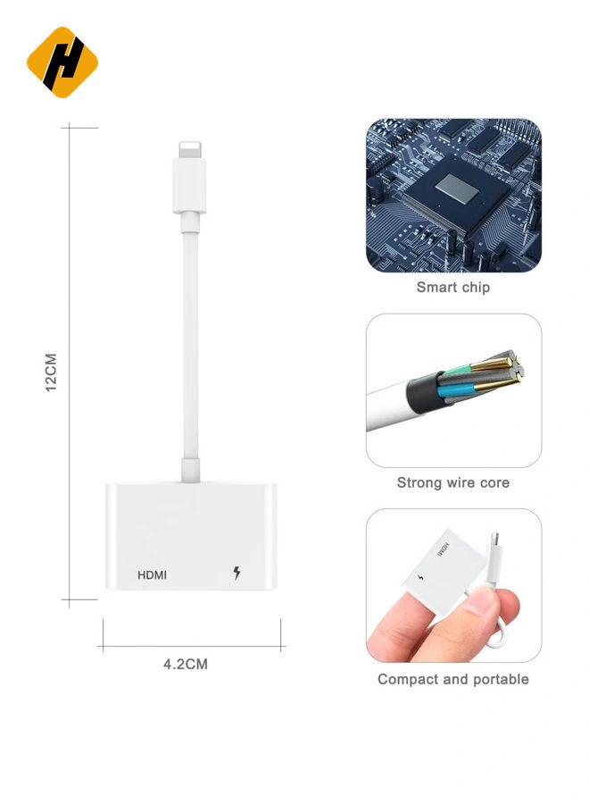 HuHa [Apple MFi Certified] Lightning to HDMI Digital AV Adapter,1080P Video & Audio Sync Screen Converter AV Adapter with Charging Port for iPhone HDMI Converter to HD TV/Projector/Monitor Support All iOS - Image 2