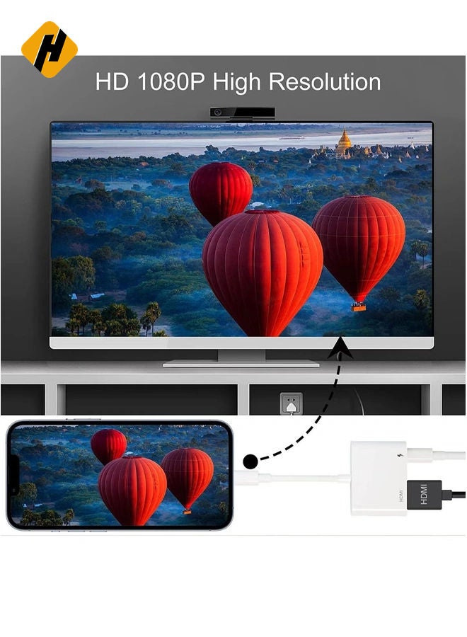HuHa [Apple MFi Certified] Lightning to HDMI Digital AV Adapter,1080P Video & Audio Sync Screen Converter AV Adapter with Charging Port for iPhone HDMI Converter to HD TV/Projector/Monitor Support All iOS - Image 4