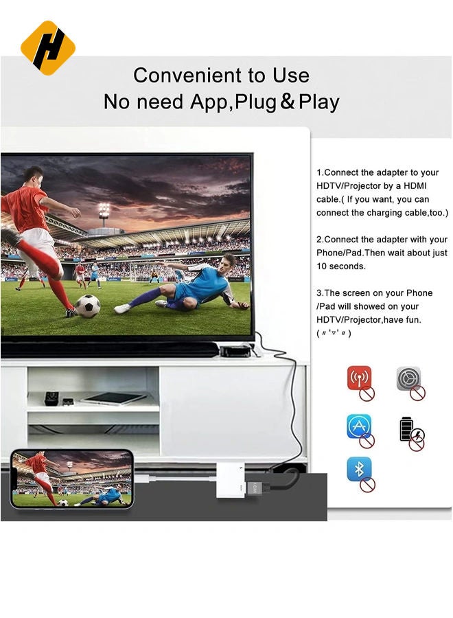 HuHa [Apple MFi Certified] Lightning to HDMI Digital AV Adapter,1080P Video & Audio Sync Screen Converter AV Adapter with Charging Port for iPhone HDMI Converter to HD TV/Projector/Monitor Support All iOS - Image 5