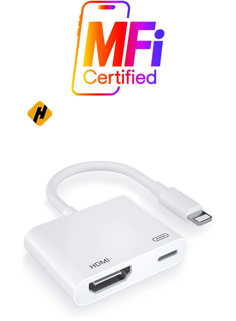 HuHa [Apple MFi Certified] Lightning to HDMI Digital AV Adapter,1080P Video & Audio Sync Screen Converter AV Adapter with Charging Port for iPhone HDMI Converter to HD TV/Projector/Monitor Support All iOS - Image 1