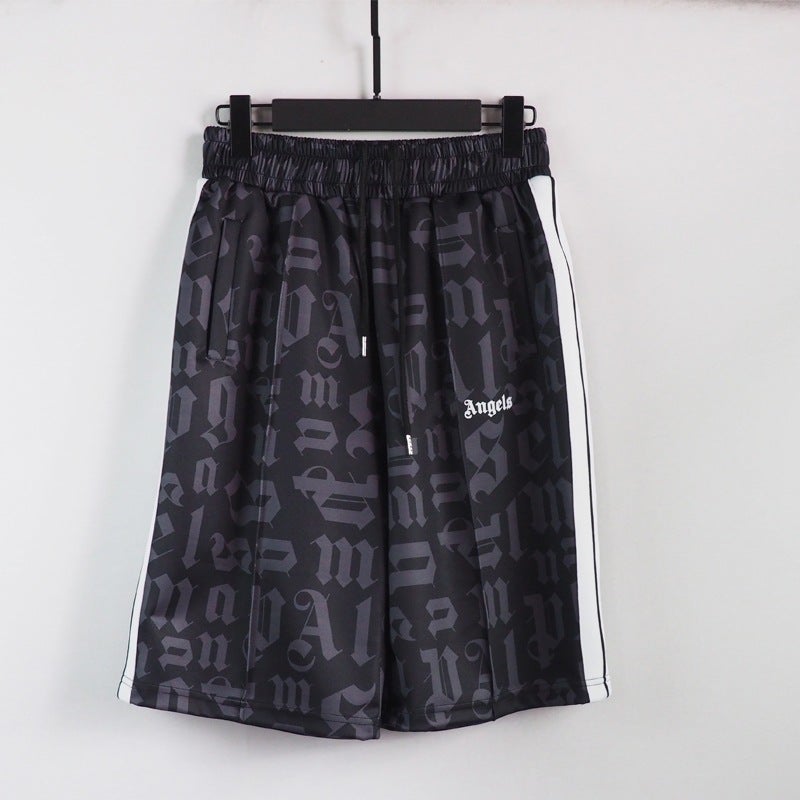 Pa Angel Fashion Brand Striped Rainbow Ribbon Shorts Men And Women Couple Fog High Street Palm Tree Loose Pants - Image 1