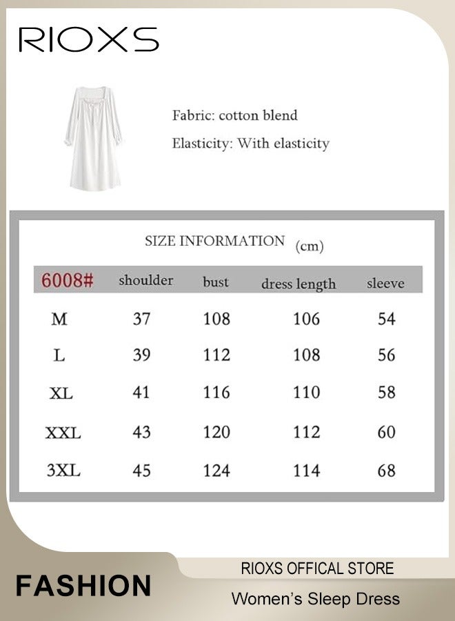 Women's Long Dress, Leisure Dresses With Lace Trim, Soft Comfortable Pajama Dress, Ladies Relaxed Fit Dresses, Loose Dresses As Sleepwear Or Everyday Casual Wear, Ladies Nightgowns With Lasticband Narrow Cuffs, Ankle Length Dress For Beloved/ Families/ Friends