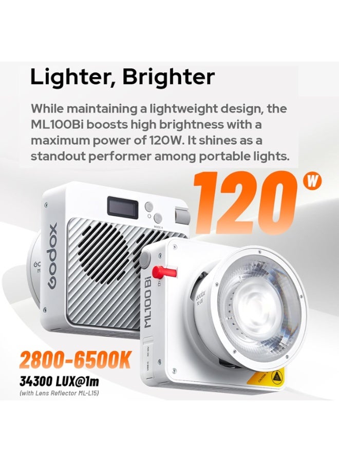 Godox GODOX ML100Bi Portable Bi-Color COB LED Video Light with Carry Case – 100W Compact Studio Light for Photography, Videography, Live Streaming, Portrait & Product Shooting - Image 3