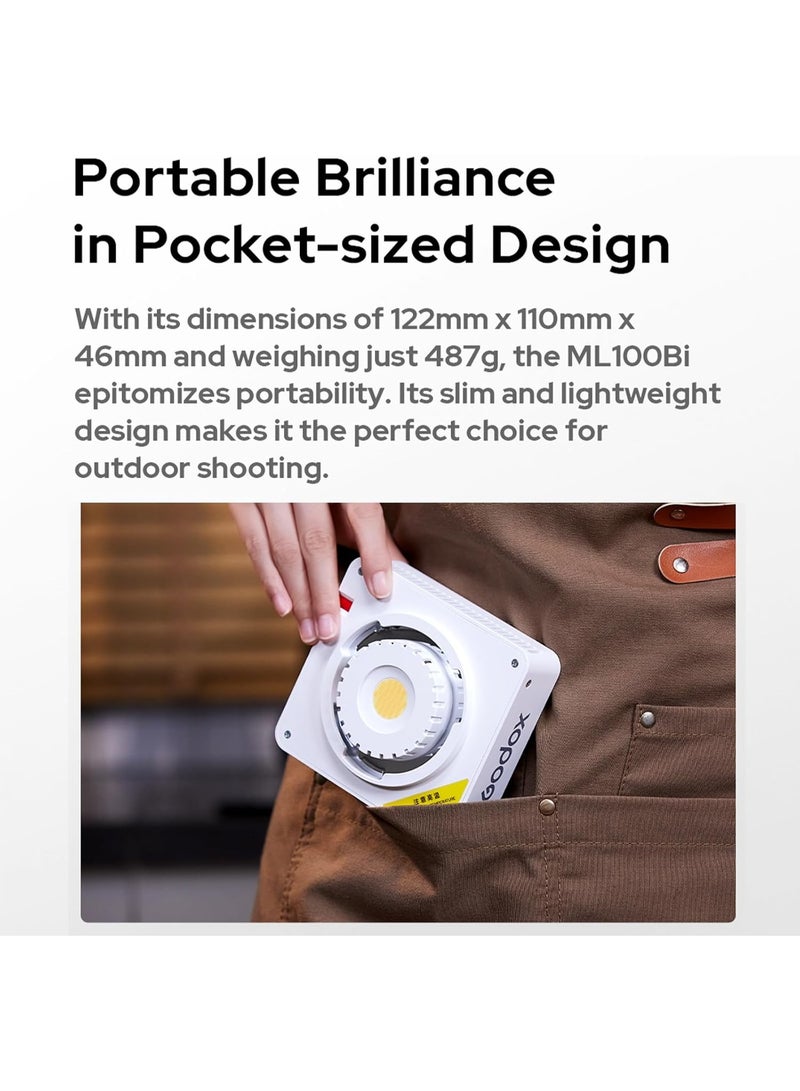 Godox GODOX ML100Bi Portable Bi-Color COB LED Video Light with Carry Case – 100W Compact Studio Light for Photography, Videography, Live Streaming, Portrait & Product Shooting - Image 4