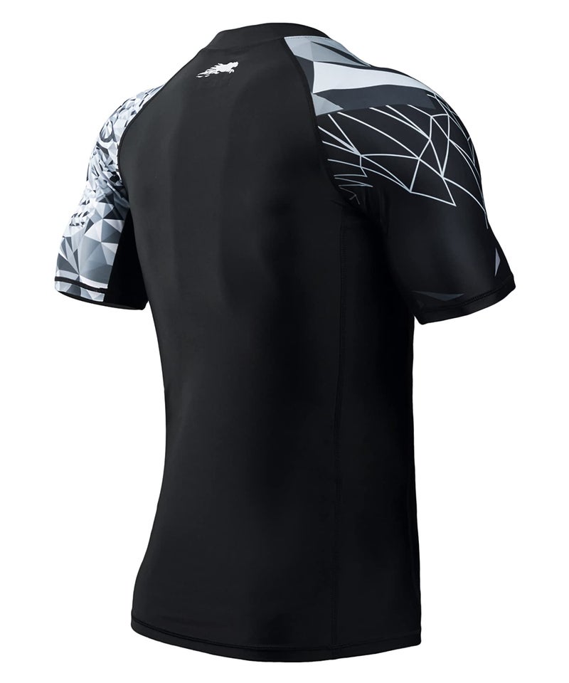 ADOREISM Men's Rash Guard Short Sleeve Quick-Dry UPF 50+ Sun Protection Compression Swim Shirts for Surfing Hiking Fishing (Jaguar, M) - Image 3