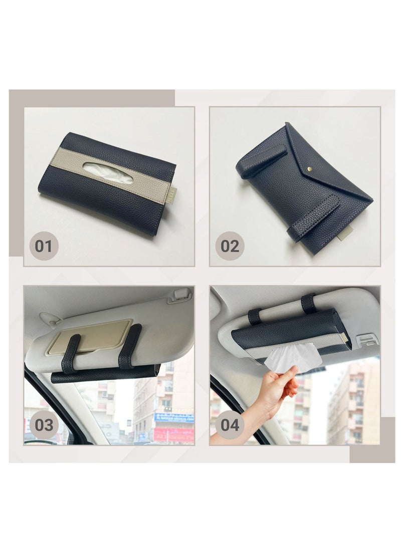 LeArt Leather Car Tissue Holder – Visor Tissue Box Holder for Car | Tissue Box for Car | Car Accessories Interior | Car Tissue Box | Visor Tissue Box Holder (Black Visor) - Image 4