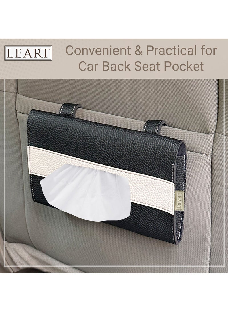 LeArt Leather Car Tissue Holder – Visor Tissue Box Holder for Car | Tissue Box for Car | Car Accessories Interior | Car Tissue Box | Visor Tissue Box Holder (Black Visor) - Image 2