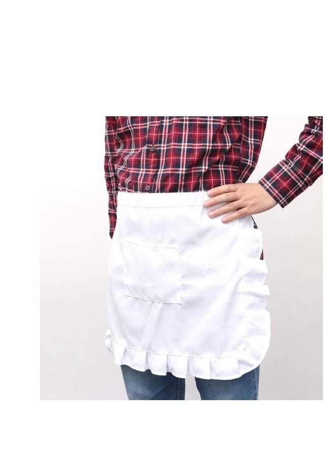 White Waist Apron Half Apron Kitchen Half Waist Apron Ruffle Chef Work Bib Maid Apron Dress Bistro Server Aprons for Waitress Cosplay Costume - Image 5