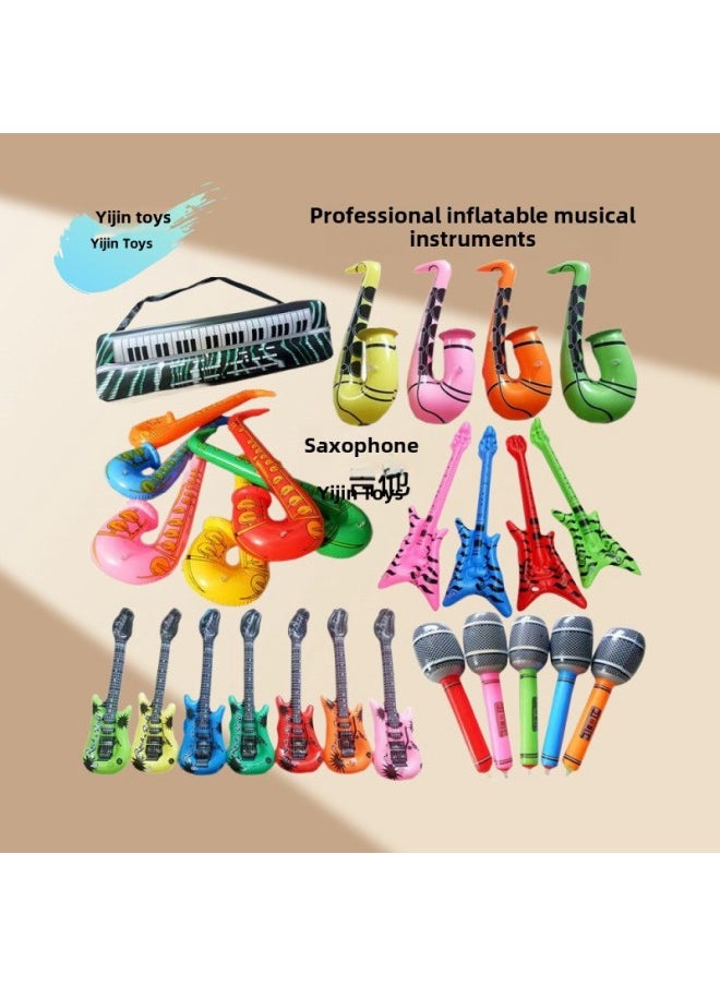 Inflatable Musical Instrument Balloon European And American Party Toys Entertainment Interactive Props Inflatable Guitar Balloon Saxophone-Color:Inflatable Pipa  - Image 2