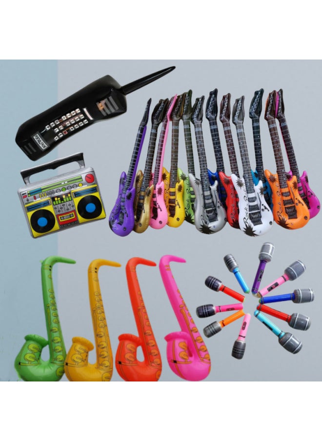 Inflatable Musical Instrument Balloon European And American Party Toys Entertainment Interactive Props Inflatable Guitar Balloon Saxophone-Color:Inflatable Pipa  - Image 3