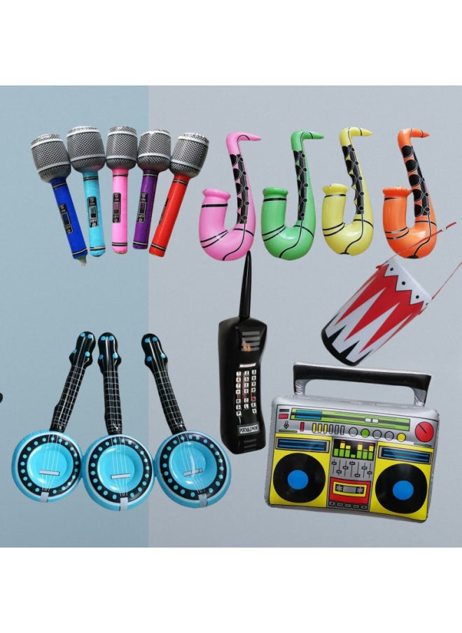 Inflatable Musical Instrument Balloon European And American Party Toys Entertainment Interactive Props Inflatable Guitar Balloon Saxophone-Color:Inflatable Pipa  - Image 5