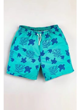 Gold Class Kidswear Ocean Themed Printed Drawstring Lined Boys Swim Shorts  - Image 1