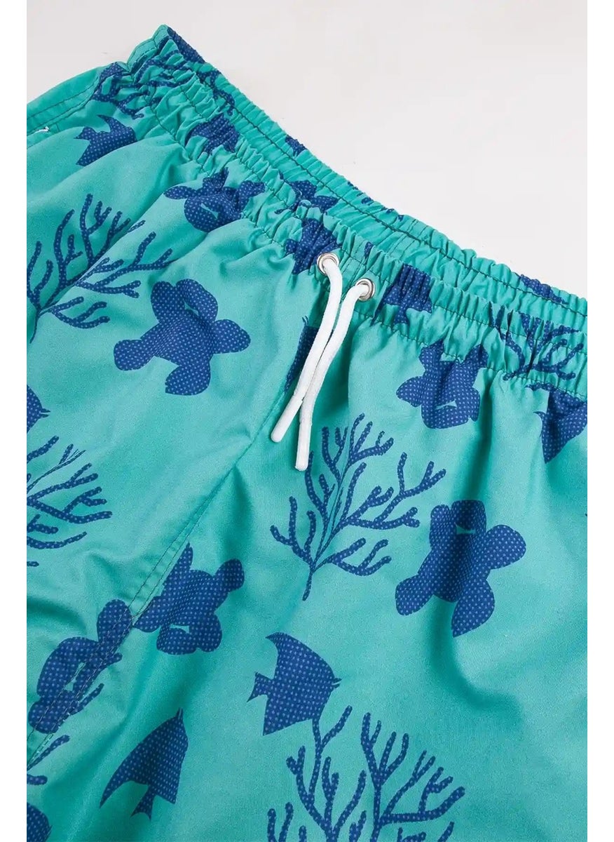 Gold Class Kidswear Ocean Themed Printed Drawstring Lined Boys Swim Shorts  - Image 4