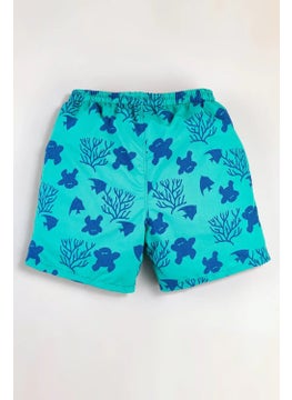 Gold Class Kidswear Ocean Themed Printed Drawstring Lined Boys Swim Shorts  - Image 2