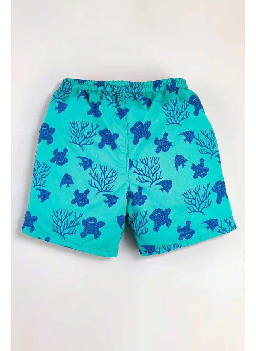 Gold Class Kidswear Ocean Themed Printed Drawstring Lined Boys Swim Shorts  - Image 2